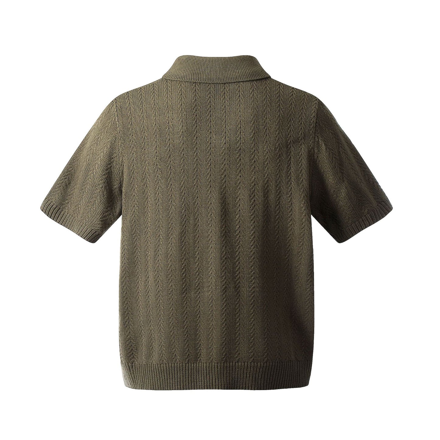 Hustle vintage summer vintage cutout knitted sweater short sleeve polo neck sweater