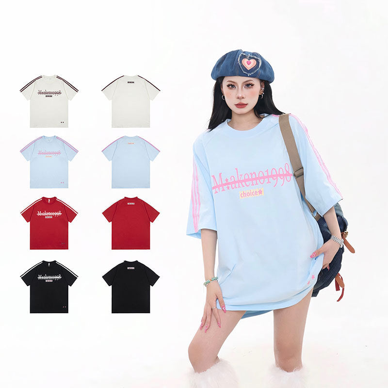 Vintage Usa Shirt Vintage Alphabet Print Short Sleeve T-Shirt