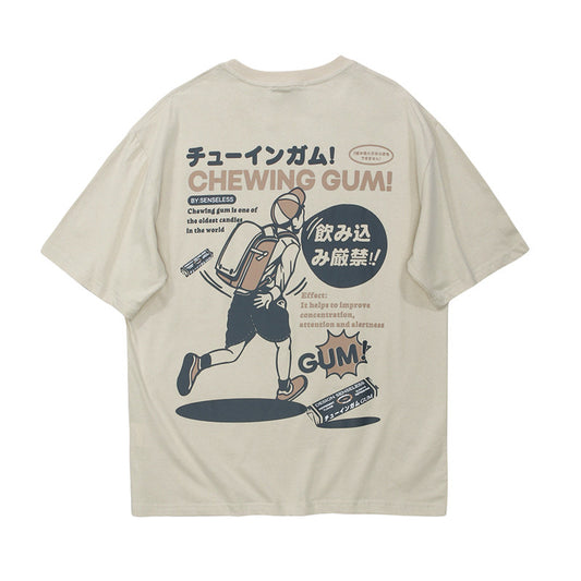 Vice streetwear Cartoon Print Crew Neck Short Sleeve T-Shirts