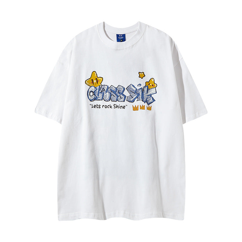 Nyc 1990 Shirt Vintage Alphabet Embroidered Short Sleeve T-Shirt