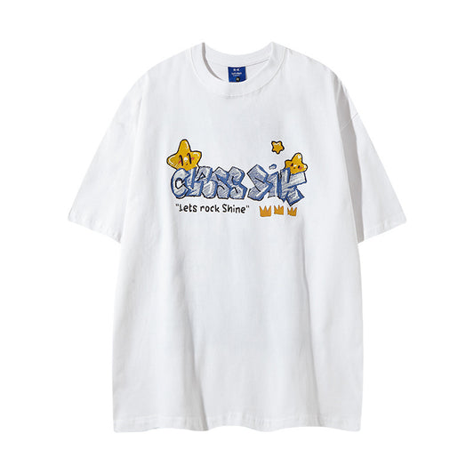 Nyc 1990 Shirt Vintage Alphabet Embroidered Short Sleeve T-Shirt