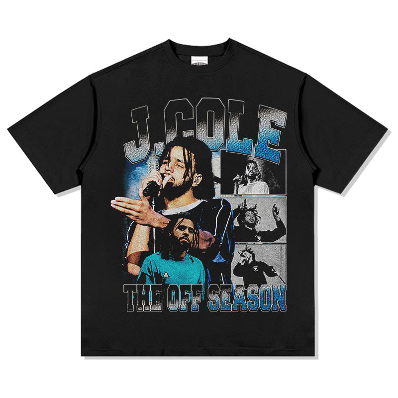 Outfit streetwear vintage hip hop J Cole JCole print short sleeve t-shirt