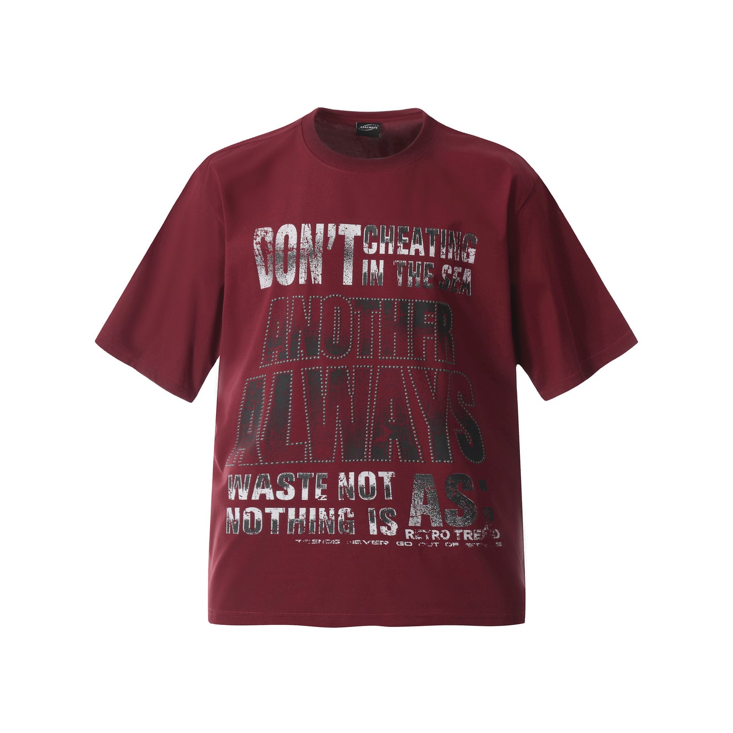 Unisex T-shirts Summer Letter Bead Men's Loose Crew Neck Short Sleeve T-Shirt