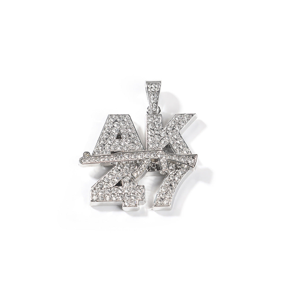Jewelry Gun Shape Diamond Pendant Necklace rapper Armament