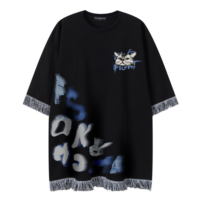 Camisetas streetwear Summer Vintage Pussy Letter Print Casual Loose Short Sleeve T-Shirt