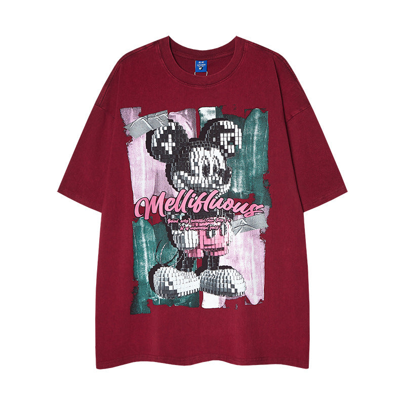 Nostalgia T Shirts Vintage Fun Cartoon Print Short Sleeve T-Shirt oversize