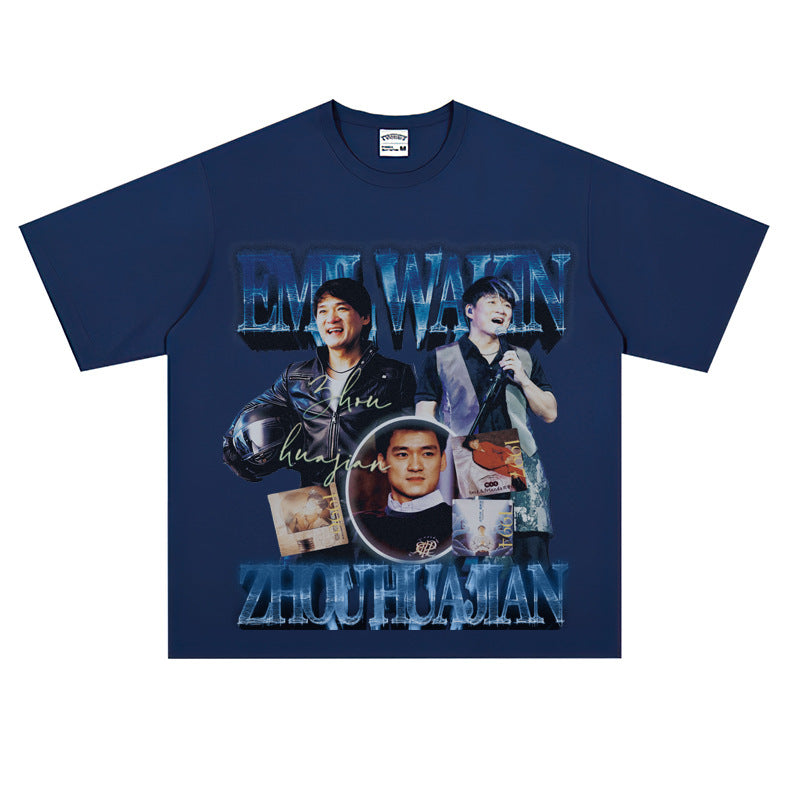 Film Star T Shirt Loose Heavy Retro Street Cotton T-shirt