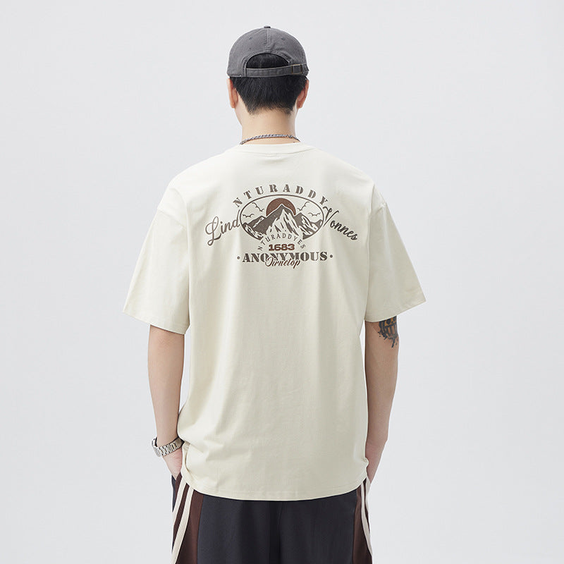 Men T-shirts Short Sleeve Summer Vintage Loose Top