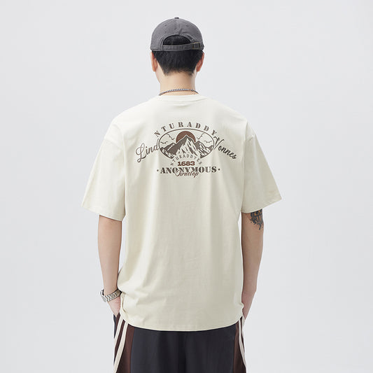 Men T-shirts Short Sleeve Summer Vintage Loose Top