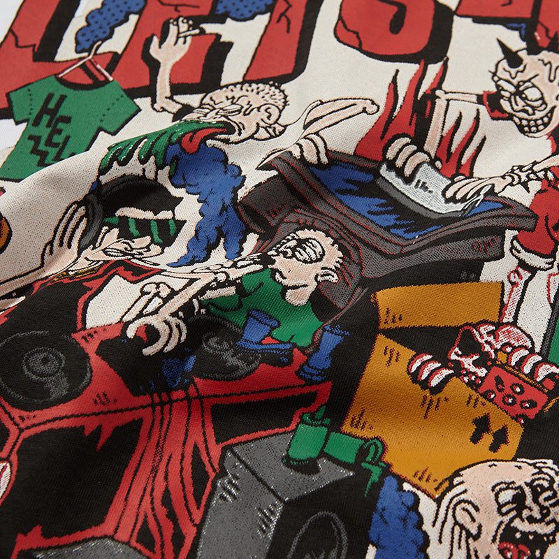 US drip outfits summer vintage cartoon pattern casual loose short sleeve T-Shirts