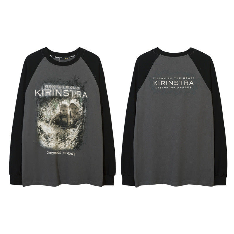 Vintage T Shirts Hip Hop Long Sleeve T-Shirt Vintage Loose Oversize Top