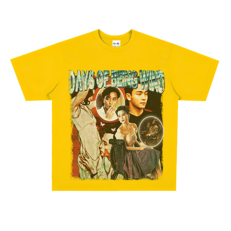 Film Star T Shirt Classic Movie Zhang Guorong Afei Short Sleeve Loose Retro Street Printing T-shirt
