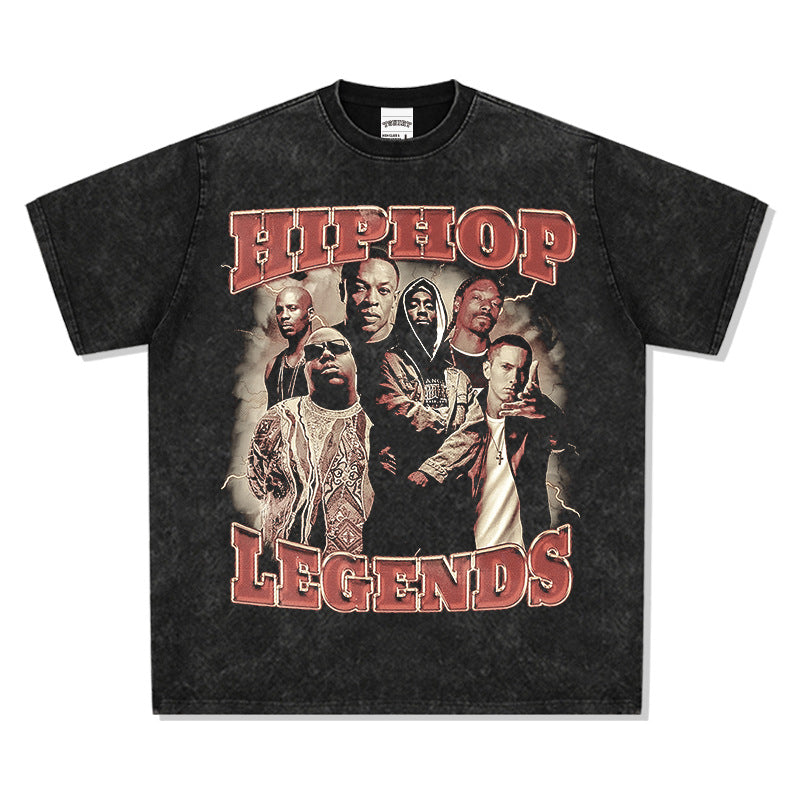 Streetwear masculino HIPHOP legendary figure print short sleeve T-shirt 2PAC Eminem