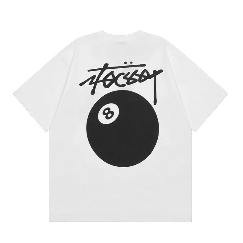Hip Hop Clothes New York Black 8 Print Short Sleeve T-Shirt Summer Loose Top