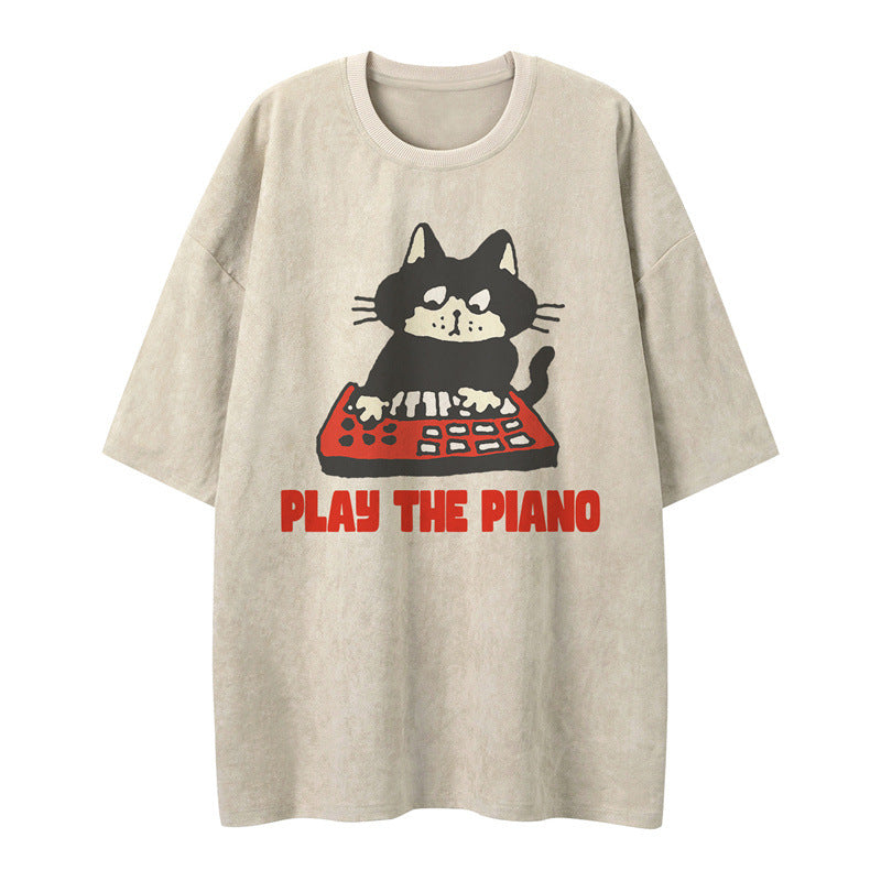 US drip outfits Summer Vintage Pussy Casual Loose Short Sleeve T-Shirts