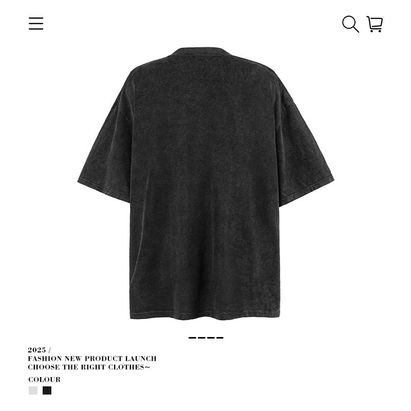 American vintage street T-shirt retro men's loose top