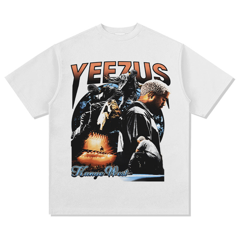 Streetwear masculino vintage hip hop kanye kanye print short sleeve t-shirt