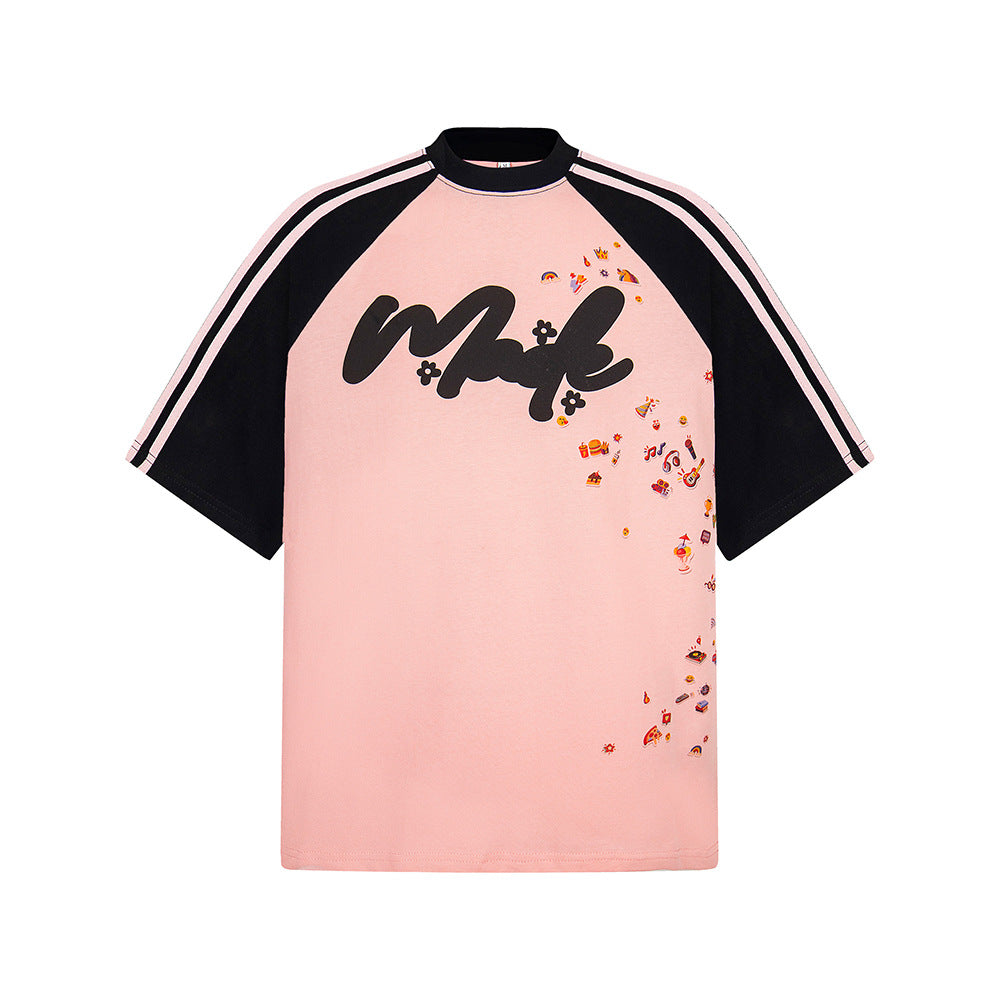 Nostalgia T Shirts Vintage Short Sleeve T-Shirt Summer Loose Dopamine Top