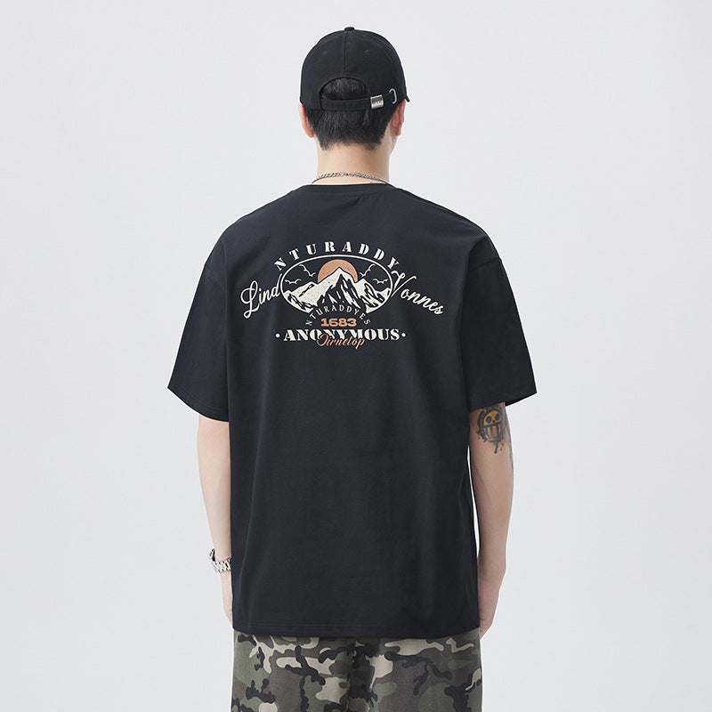 Men T-shirts Short Sleeve Summer Vintage Loose Top