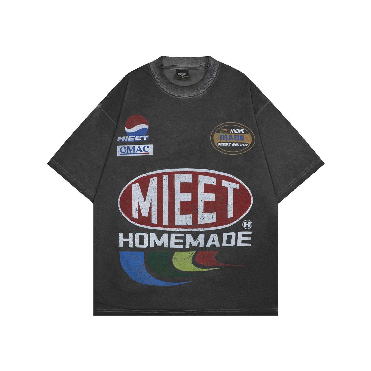 Hustle vintage summer washed vintage short-sleeved T-shirt