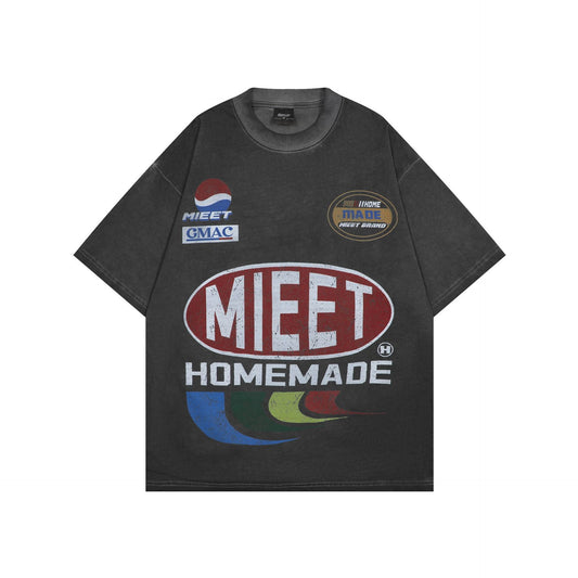 Hustle vintage summer washed vintage short-sleeved T-shirt
