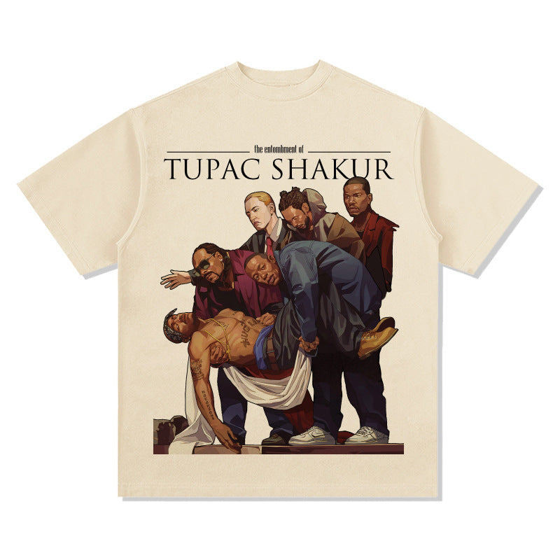 New york hip hop shop Homage TUPAC SHAKER 2PAC old printed short sleeve t-shirt