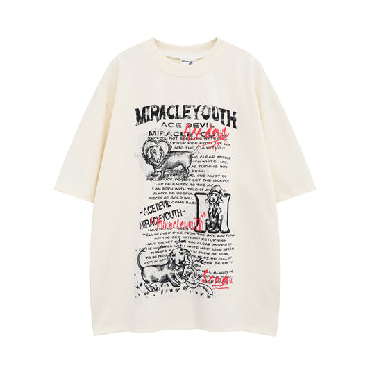 Camisetas streetwear Summer Vintage Puppy Letter Print Casual Loose Short Sleeve T-Shirt
