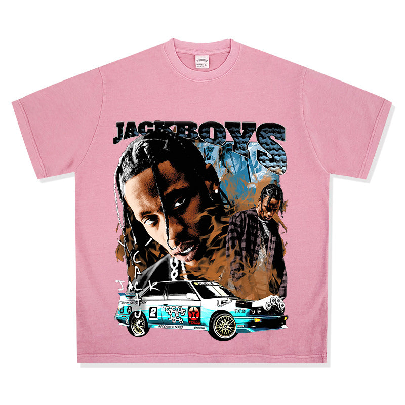 Cool t rapper vintage hip hop travis scott print short sleeve t-shirt