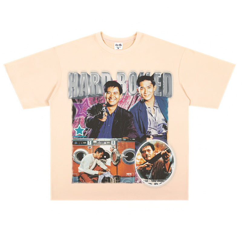 Film Star T Shirt Short Sleeve Retro American Street T-shirt for Men and Women