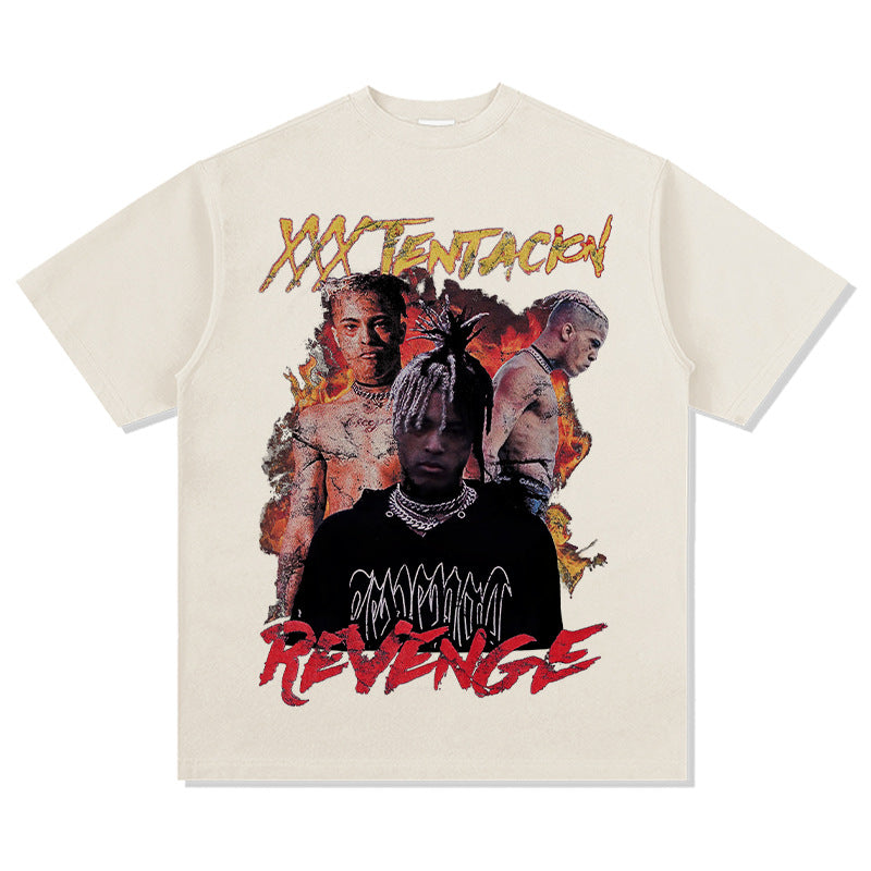 Cool t rapper hip hop rap XXX TENTACION print loose Vintage short sleeve t-shirt