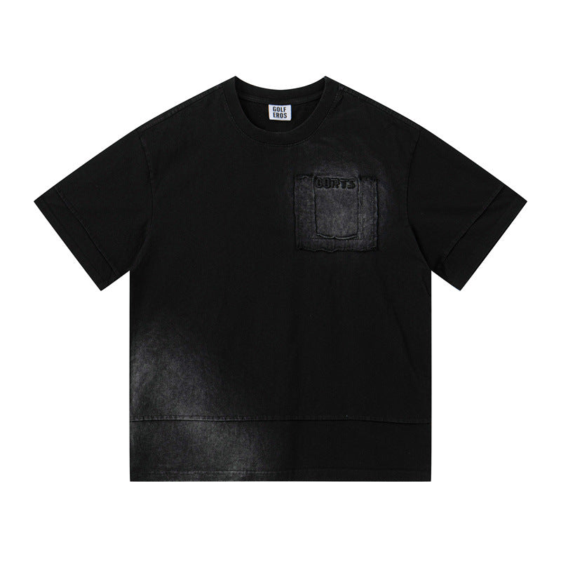 US drip outfits summer retro gradual change casual loose short sleeve T-Shirts