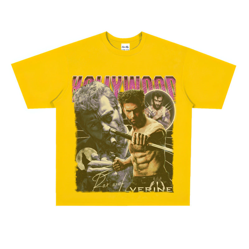 Film Star T Shirt Movie the Wolverine Cotton Short Sleeve Loose Retro T-shirt Men