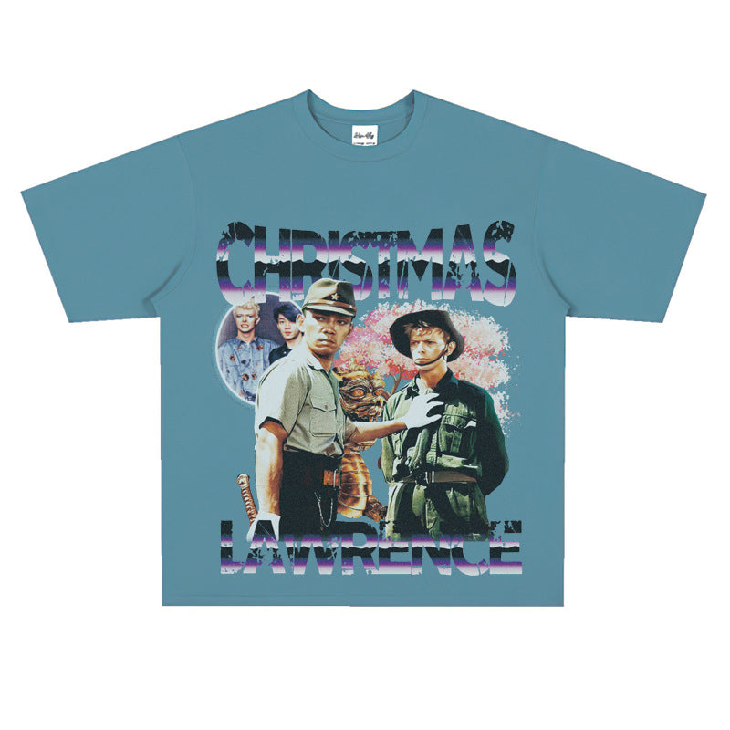 Film Star T Shirt Happy Christmas on the Battlefield Loose Retro Street Cotton T-shirt