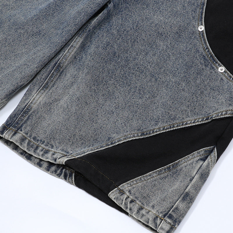 Stone Washed T shirt Retro Washed Short Sleeve Jeans Loose Casual