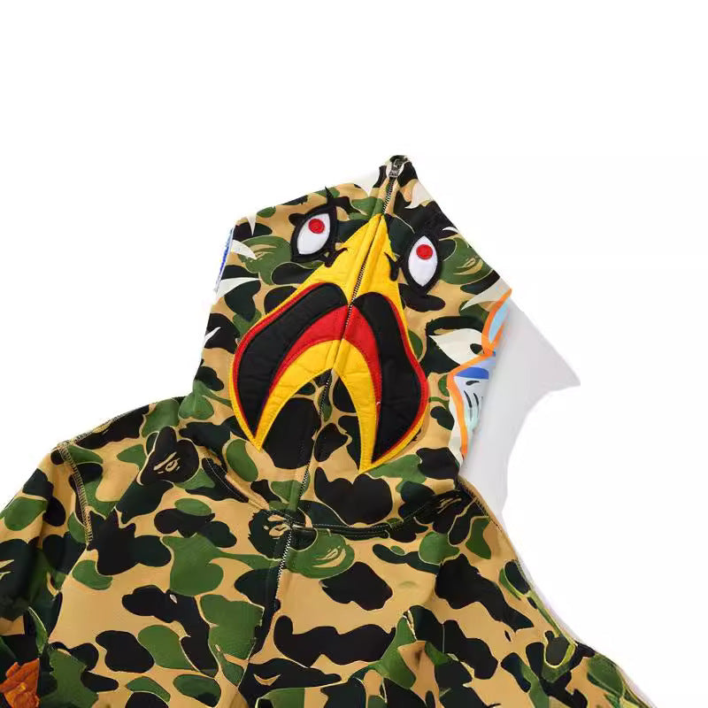 Ape Hoodie Joint S24 Falcon Full Zip Camouflage Loose Hooded Sweater