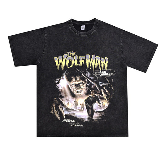 Film Star T Shirt Movie Wolf Pure Cotton Loose Nostalgic Short Sleeve American Retro T-shirt Men