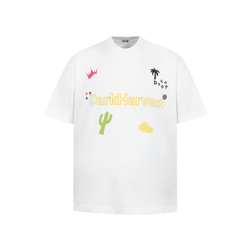 New York Hip Hop Style Summer Vintage Embroidered Crew Neck Casual T-Shirt