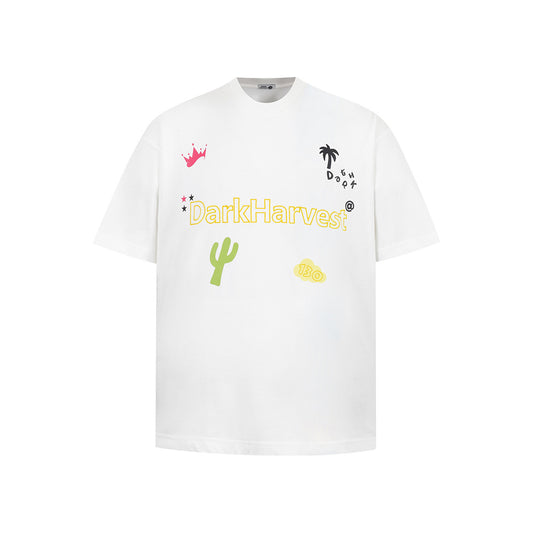 New York Hip Hop Style Summer Vintage Embroidered Crew Neck Casual T-Shirt