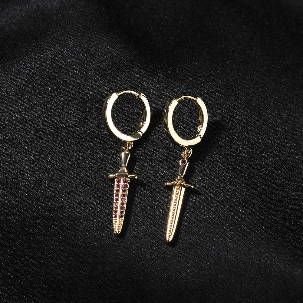 Earrings Zircon Sword Pendant Earrings Spectrum Armament