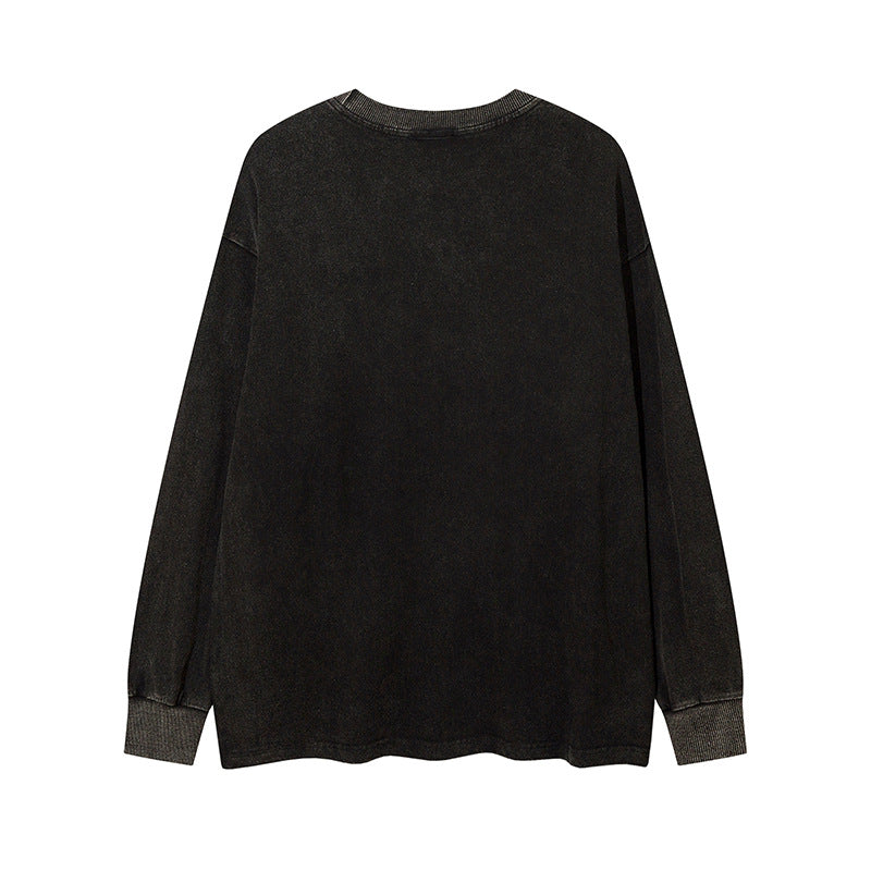 Vintage T Shirts Hip Hop Vintage Necklace Embellished Alphabet Print Long Sleeve T-Shirt