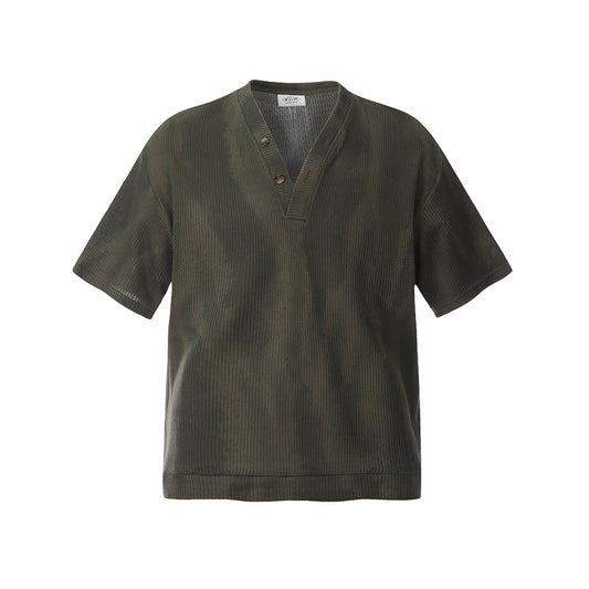 Camisas Retros Spring Summer Short Sleeve T-Shirt Vintage Tie-Dye Textured T-Shirt
