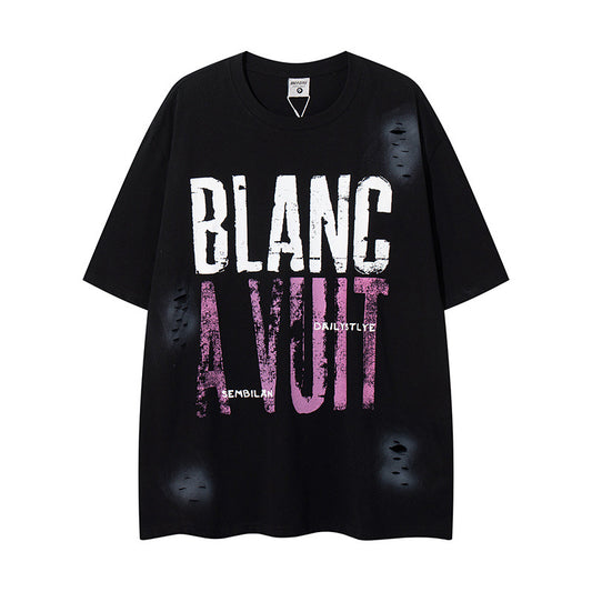 US drip outfits Summer Vintage Alphabet Print Casual Loose Short Sleeve T-Shirts