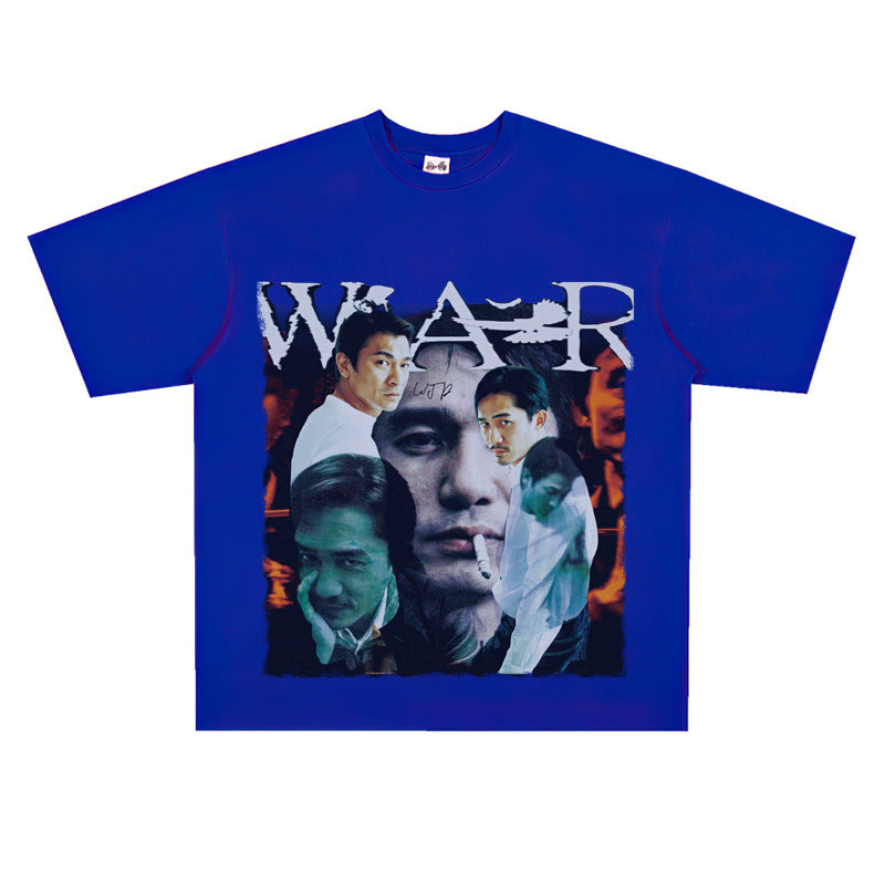Film Star T Shirt Movie Andy Lau Short Sleeve Loose Retro American Street T-shirt