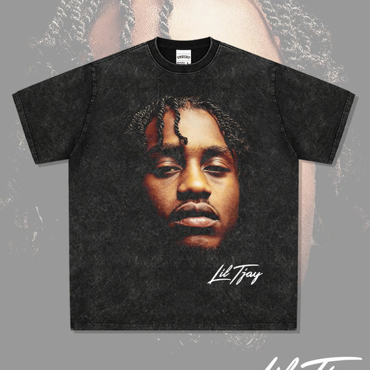 Cool t rapper vintage hip hop Lil Tjay Lil Jay Big Head Print Short Sleeve T-Shirt vintage