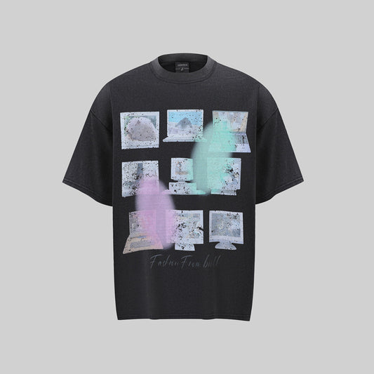 Camisas Retros Washed Old Short Sleeve T-Shirt