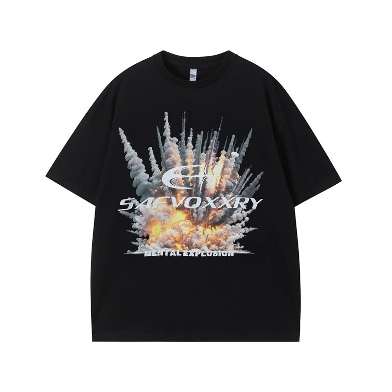 Vintage Tišö Rt Explosive Print Short Sleeve T-Shirt Summer Vintage Casual Top