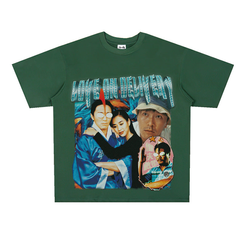 Film Star T Shirt Fragrant Short Sleeve Retro American Street T-shirt for Men and Women