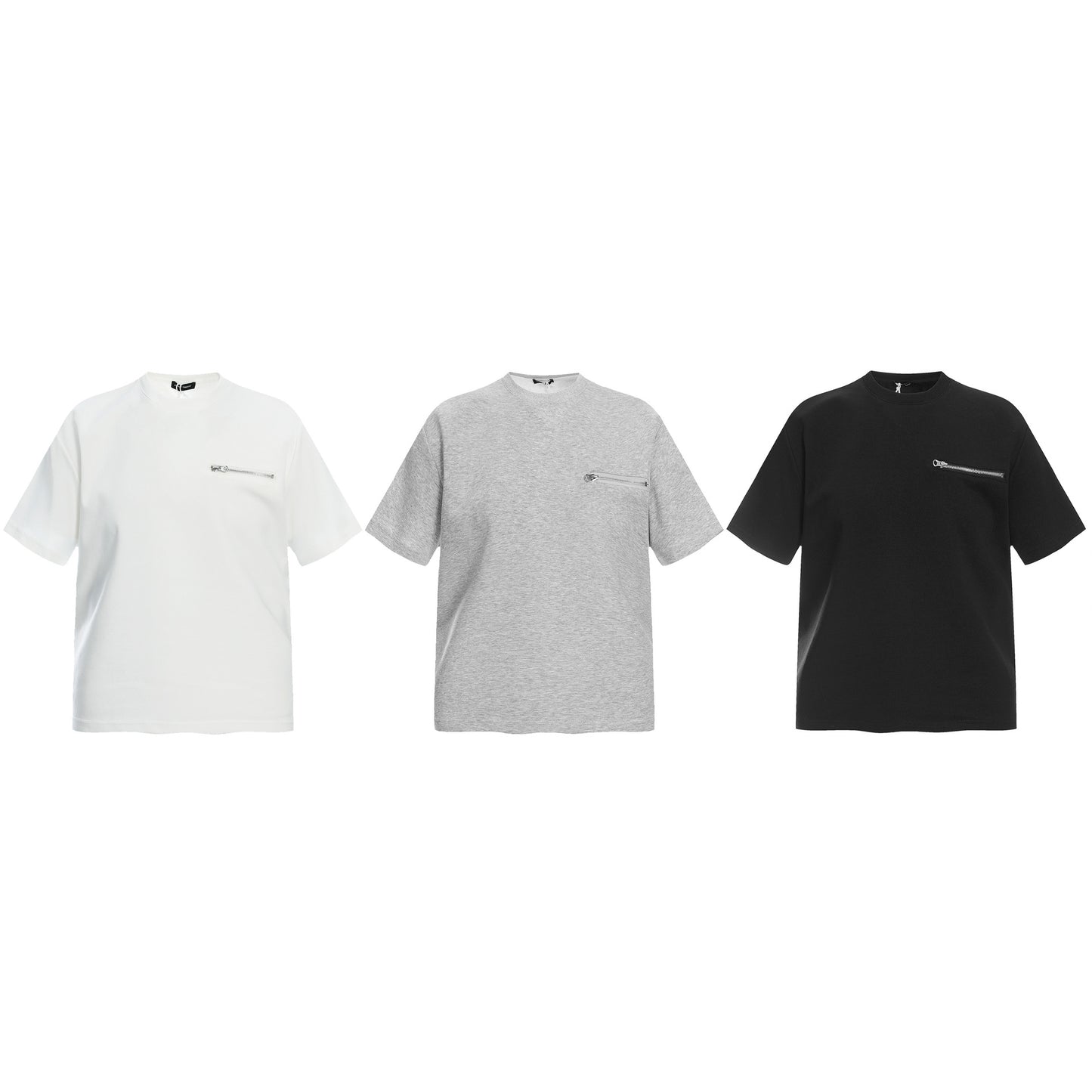 Unisex T-shirts Zipper Design Loose Simple High-end T-shirt