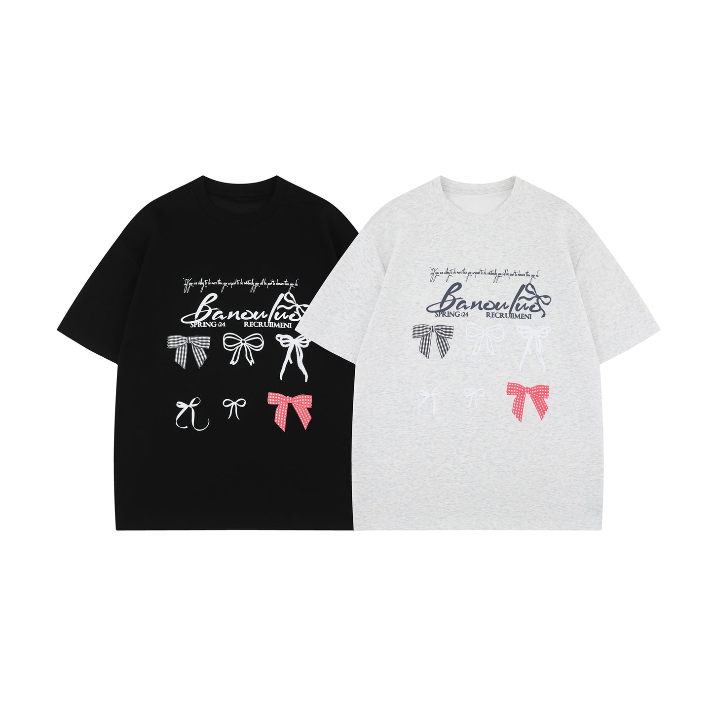 Unisex T-shirts Premium Bow Pattern Design Loose T-Shirt