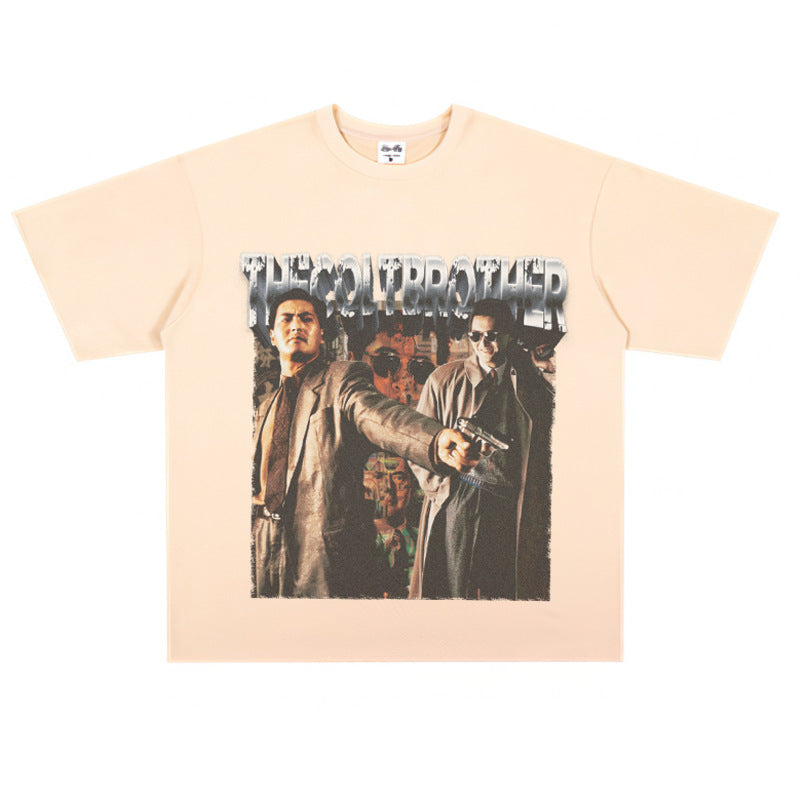Film Star T Shirt Trendy Cotton Short Sleeve Loose round Neck Retro T-shirt